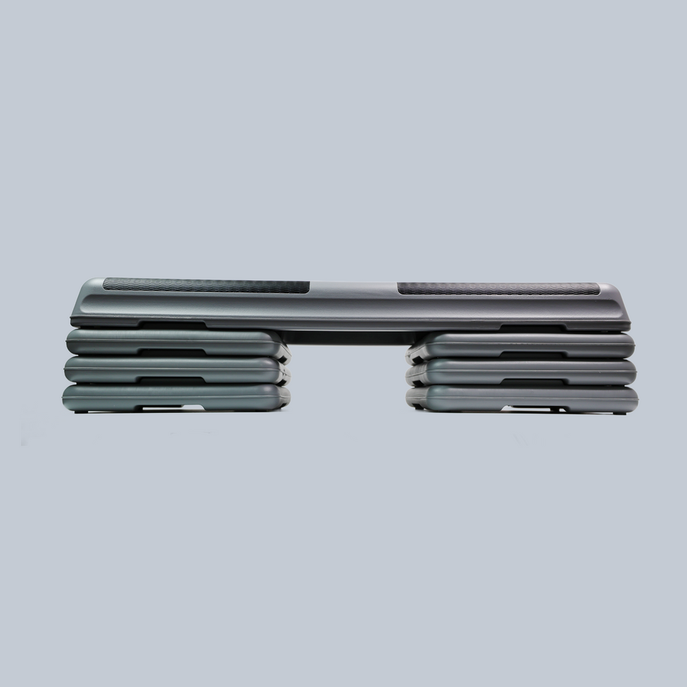 the best large aerobic step for a woman's home gym - safe, sturdy with 6 locking risers in gray