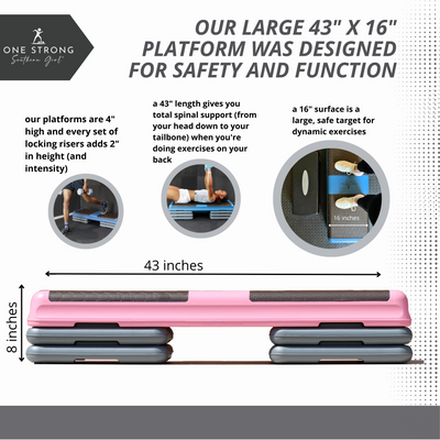 40% OFF - Aerobic Steps with a Mat - 43" Platform + 4 Adjustable Risers and a Mini Mat (Eco-friendly Bundle)
