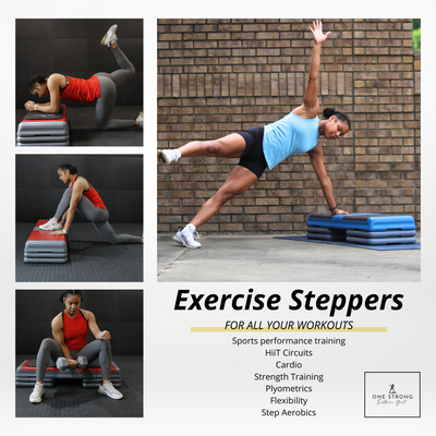 Aerobic Exercise Step Platforms with 6 Adjustable Locking Risers (expanded sets)